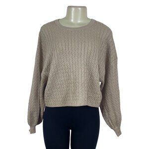 Truth Womens Beige Cable Knit Cropped Sweater Size M - New
